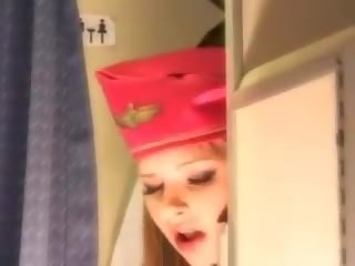 Attractive stewardess gets fresh sperm aboard
