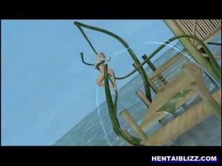 3d animert tegnefilm streetwalker røff knullet av snake monster