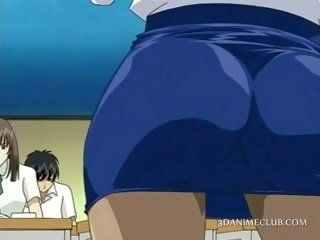 Anime School Teacher In Short Skirt shows Pussy