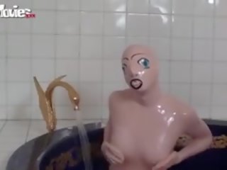 Tanja Takes A Bath In Her Latex xxx movie Doll Costume