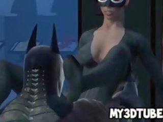 3D Cartoon Catwoman Sucks On Batman's Rock Hard shaft