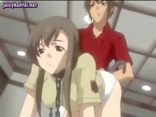 Anime seductress geniet een anaal dildo
