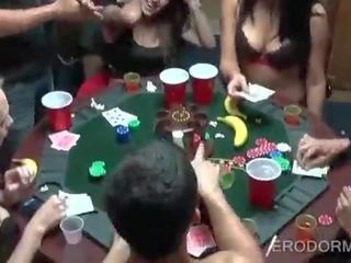 Adult video poker game at college dorm room party