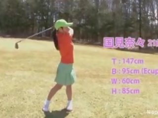 自信的 亞洲人 青少年 女孩 玩 一 遊戲 的 條 高爾夫球