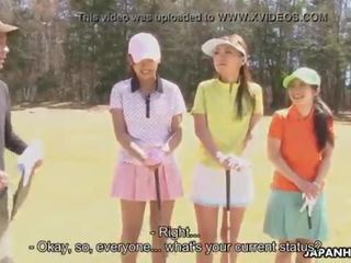 Asiatisk golf harlot blir knullet på den ninth hull