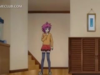 Adoleshent anime tipar kontrolluar të saj cica në the pasqyrë