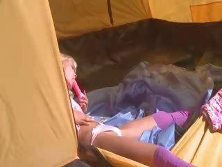 20yo model Loly jerking off in a tent