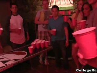 Beer pong turns into fun sex video