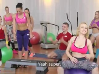 Fitness Rooms Big boobs babes suck and fuck teachers penis before orgasm