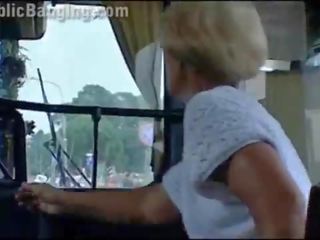 Crazy daring public bus x rated clip action in front of amazed passengers and strangers by a couple with a charming Ms and a chap with big member doing a blowjob and a vaginal intercourse in a local transportation