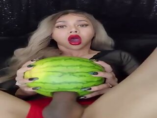 Longmint هدم ل watermelon مع لها monsterdick