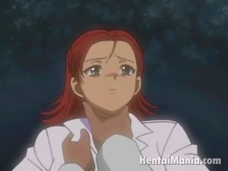 Fiery redheaded anime anioł coraz miniature cipka przybity przez jej przystojny beau