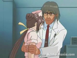 Apbrīnojams anime medmāsa iegūšana liels krūzes teased un mitra plaisa humped līdz the karstās līdz trot interns